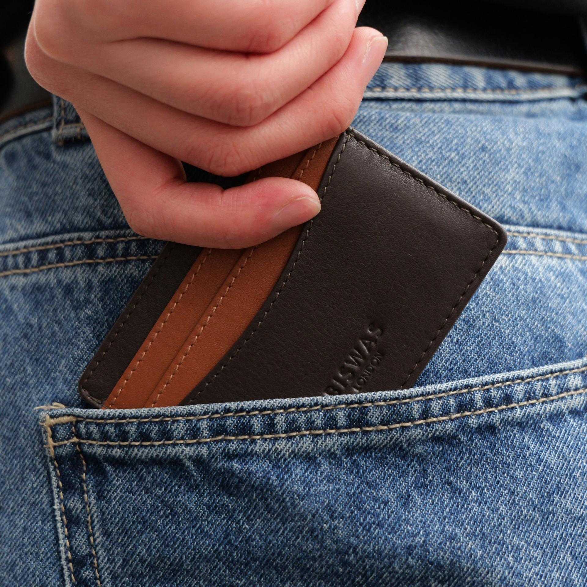BISWAS LONDON leather card holder packaging